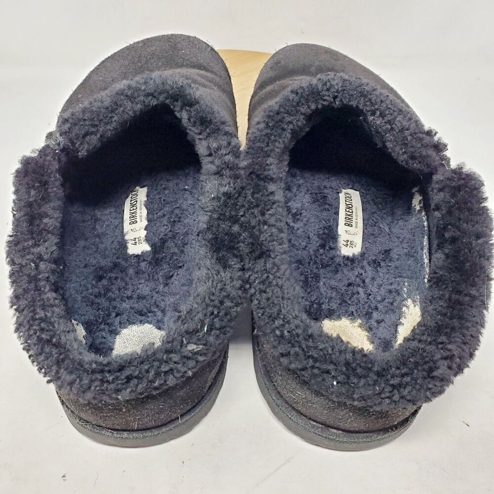 Birkenstock Zermatt Shearling Clogs 44 Mens 11 Black Suede Slip On Lined Shoes - Picture 12 of 15